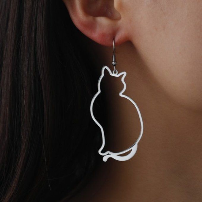 Boucles d'oreille silhouette de grand chat