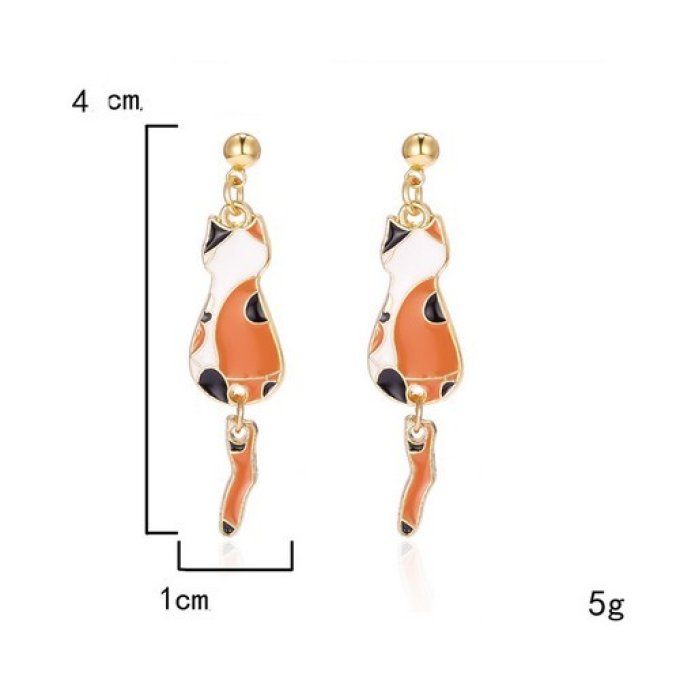 Boucles d'oreille chat émail.