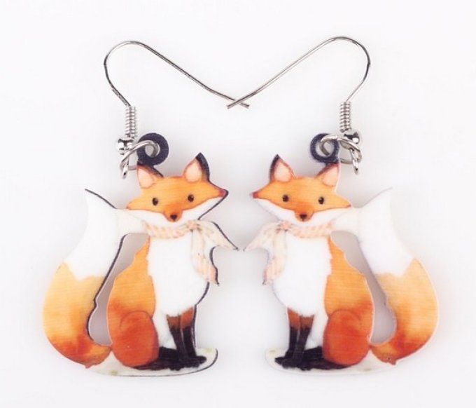 Boucles d'oreille renard assis