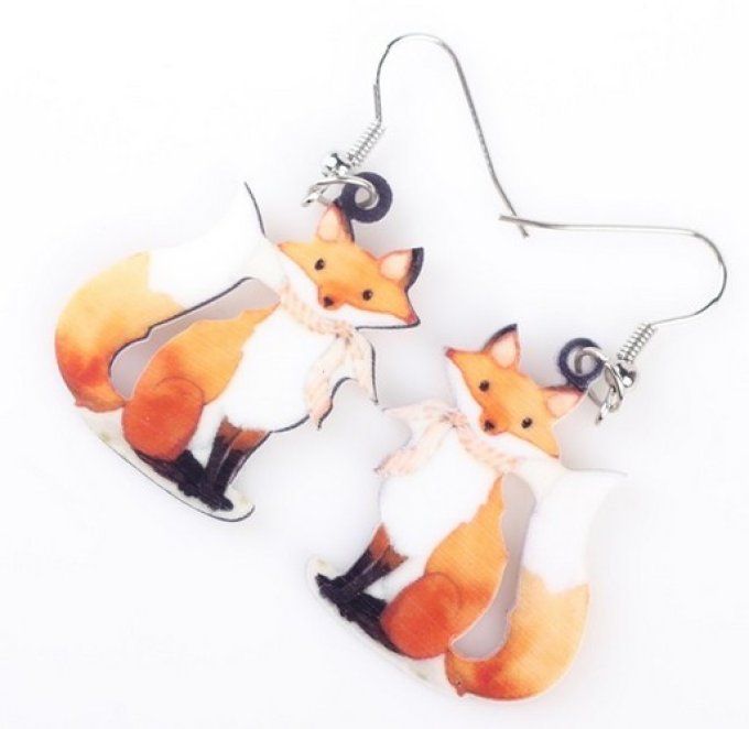 Boucles d'oreille renard assis