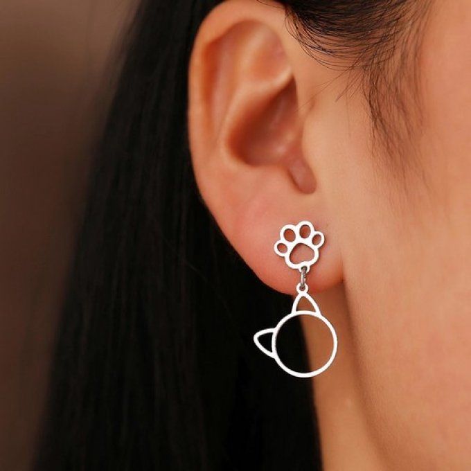 Boucles d'oreilles chat et patte