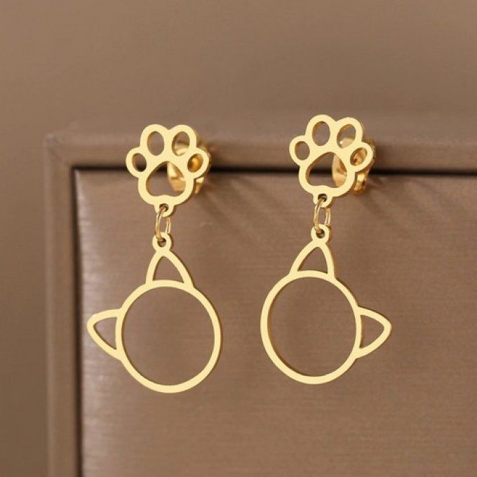 Boucles d'oreilles chat et patte