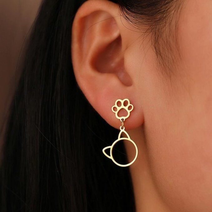 Boucles d'oreilles chat et patte