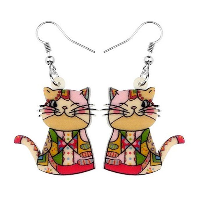 Boucles d'oreille chat clin d'oeil.