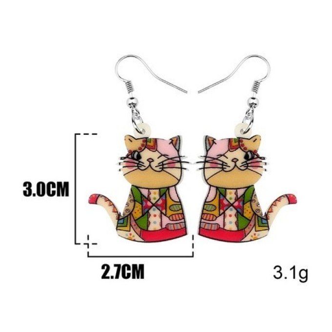 Boucles d'oreille chat clin d'oeil.