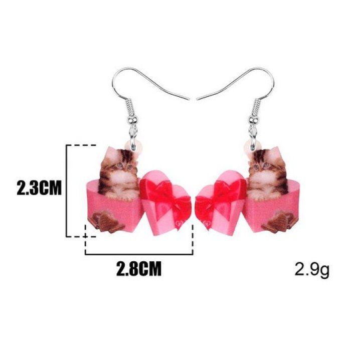 Boucles d'oreille chats spécial saint valentin.