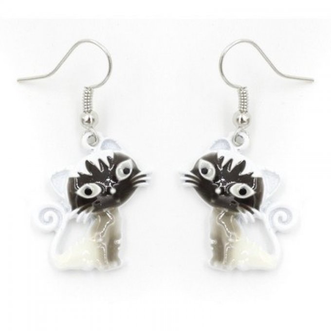 boucle d'oreille petit chat assis