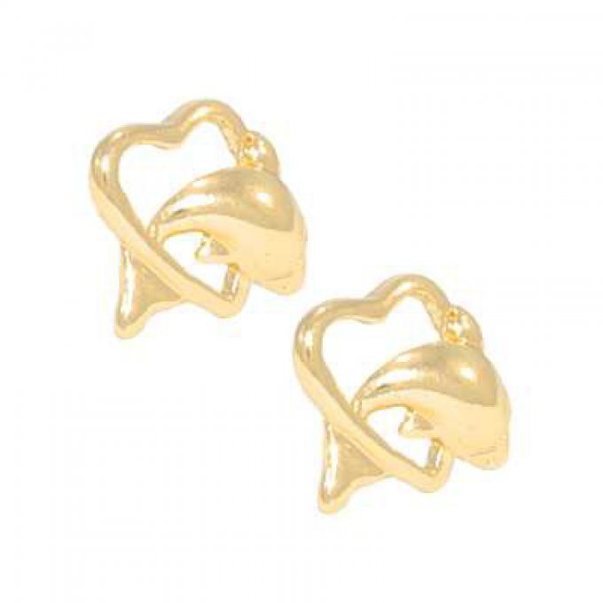 Boucles d'oreilles dauphin et coeur
