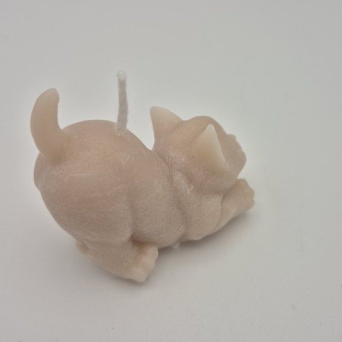 Bougie petit chat couché.