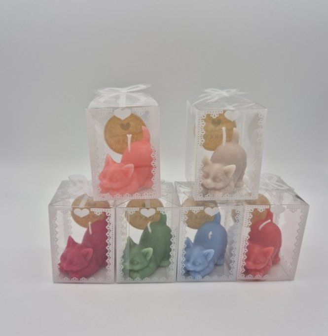 Bougie petit chat couché.