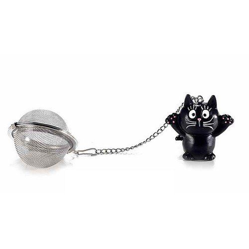 Boule à thé en métal ,avec petit chat noir ou blanc fun
