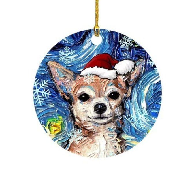 Décoration de noel chien chihuahua peint