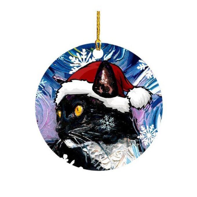 Boule de noël chat peint .