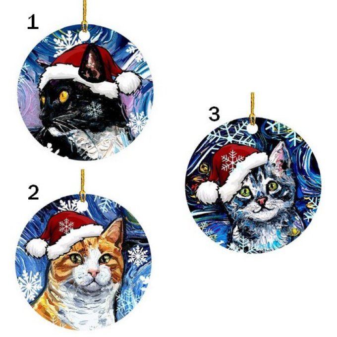 Boule de noël chat peint .