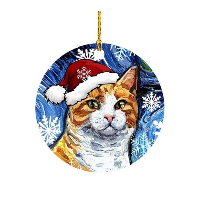 Boule de noël chat peint .