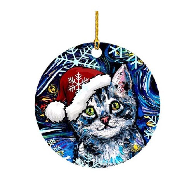 Boule de noël chat peint .