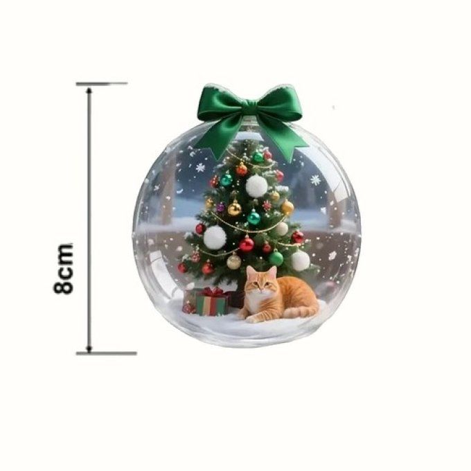 Boule plate de noel rêve de chat.