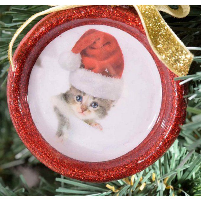 Boule demie sphère chat de noël