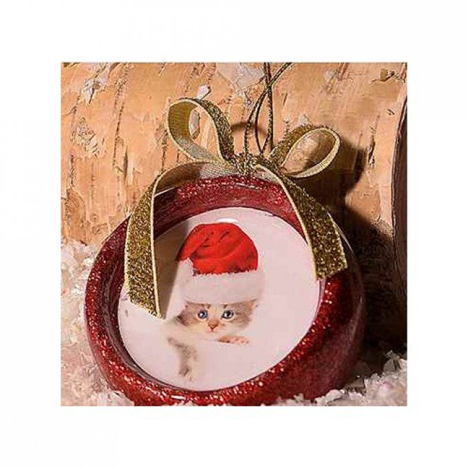 Boule demie sphère chat de noël