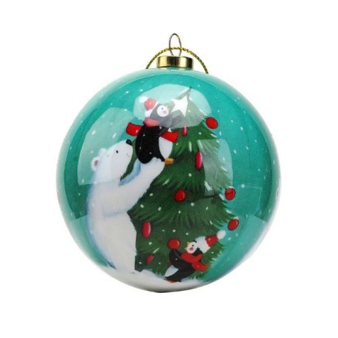 boule de noel  ours blanc et pingouin .