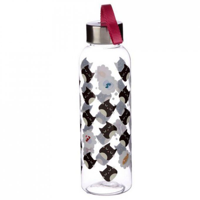 Bouteille d'Eau (Gourde) 500ml avec Bouchon Métallique Feline Fine - Chat