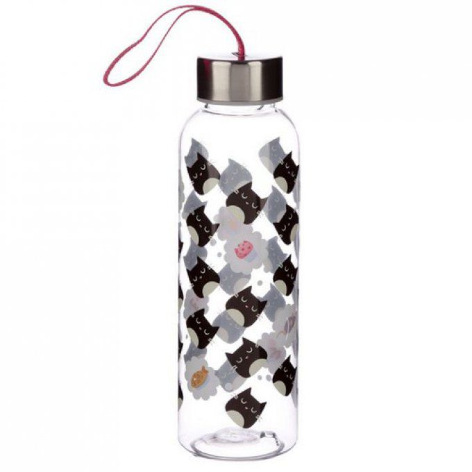 Bouteille d'Eau (Gourde) 500ml avec Bouchon Métallique Feline Fine - Chat