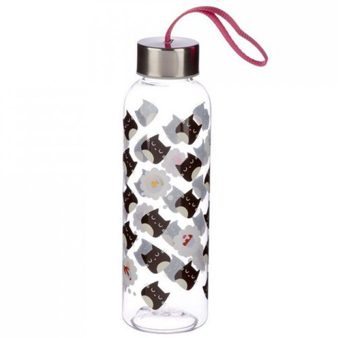 Bouteille d'Eau (Gourde) 500ml avec Bouchon Métallique Feline Fine - Chat