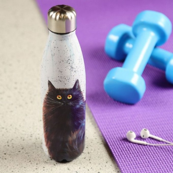 Bouteille Isolée (Gourde) 500ml chat noir kim haskins