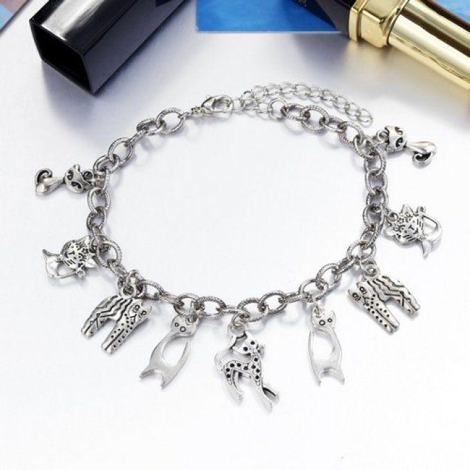 Bracelet de cheville charm de chats.