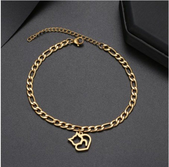 Bracelet de cheville silhouette de chat