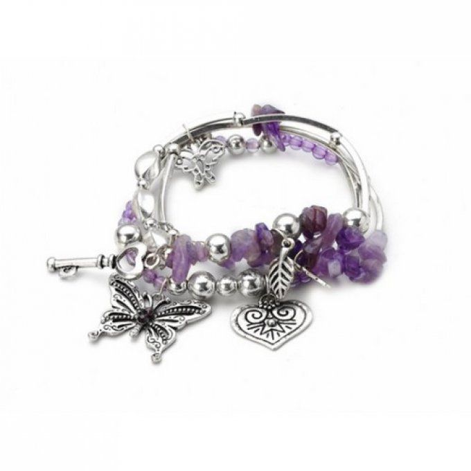 bracelet perles et charme papillon  