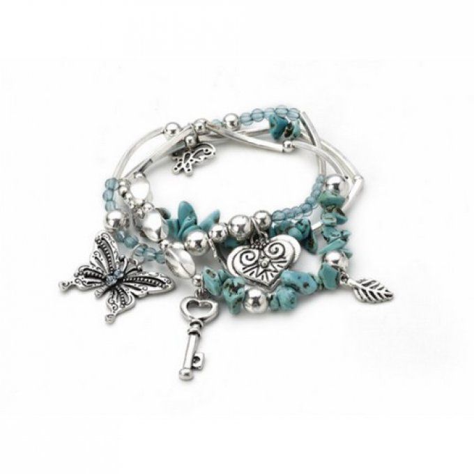 bracelet perles et charme papillon  