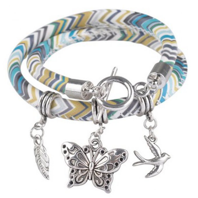 bracelet cuir artificiel papillon