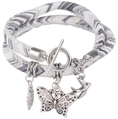 bracelet cuir artificiel papillon