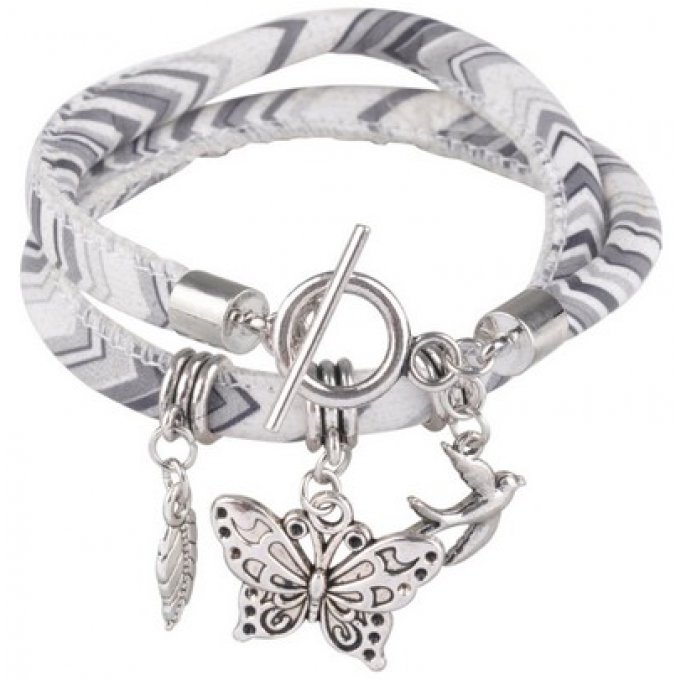 bracelet cuir artificiel papillon