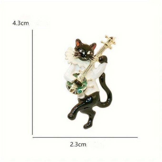 Broche chat musicien.