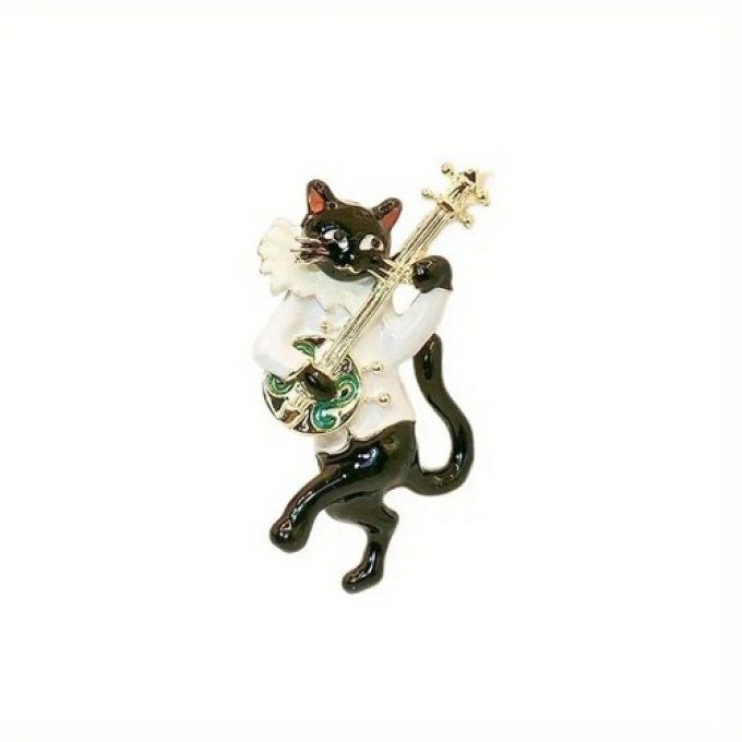Broche chat musicien.