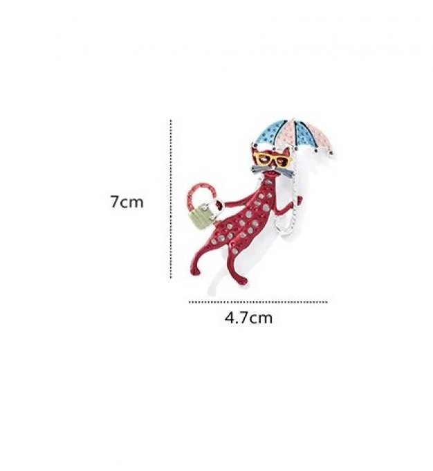 Broche chat au parapluie