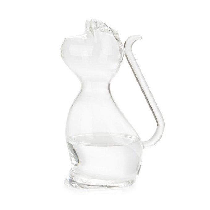Carafe transparente 1 L chat en verre.