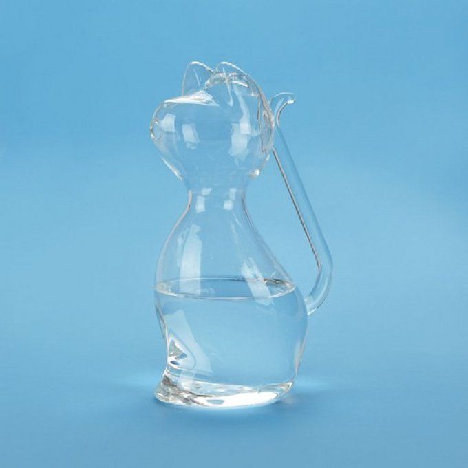 Carafe transparente 1 L chat en verre.