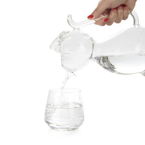 Carafe transparente 1 L chat en verre.
