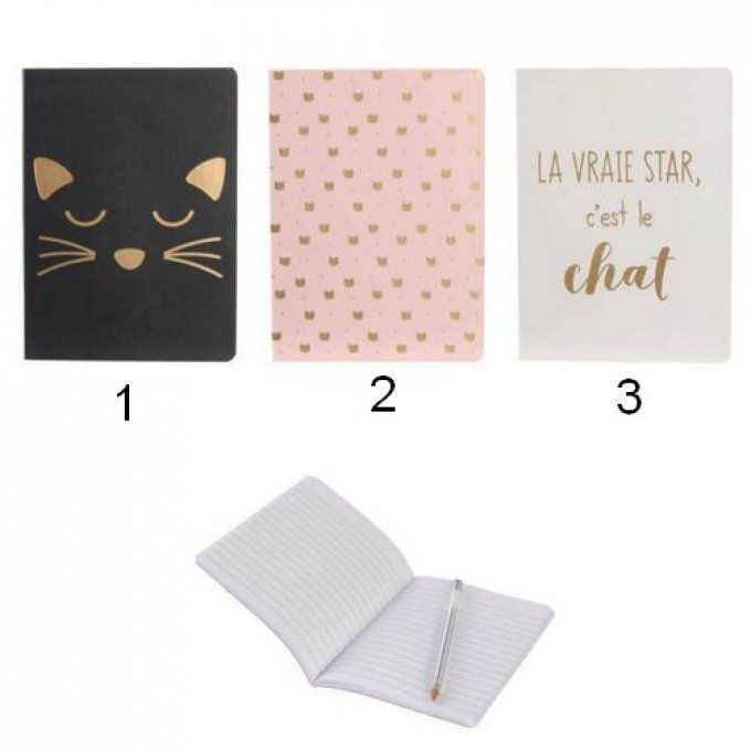 Carnet de note A6 tête de chat