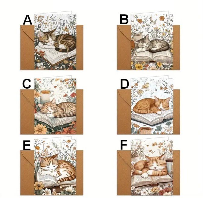 Cartes de Vœux ou pour tout autre message : Chat & Livre