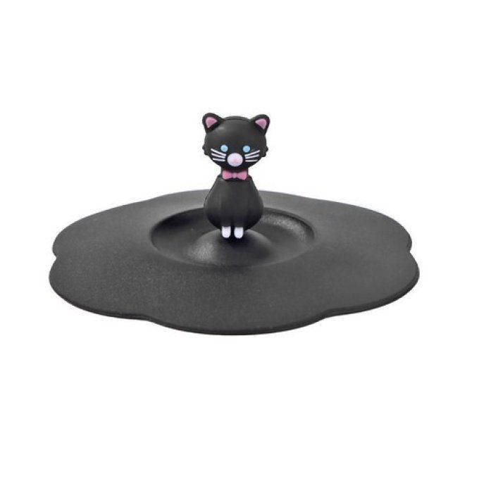 Couvre tasse chat noir en silicone.