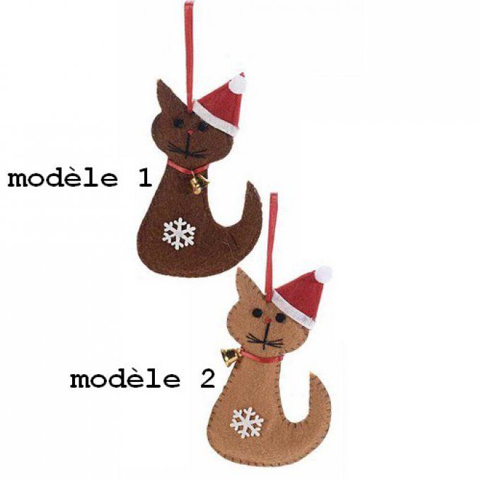 Chat de noël à suspendre en feutre