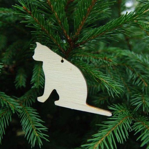 Silhouette de chat en bois pour noël