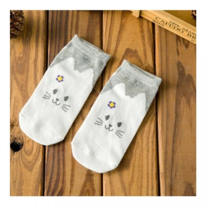 Chaussette cheville tête de chat