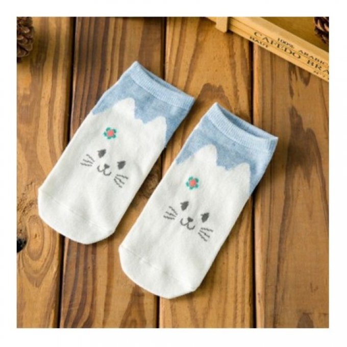 Chaussette cheville tête de chat