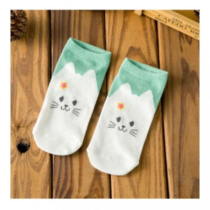 Chaussette cheville tête de chat