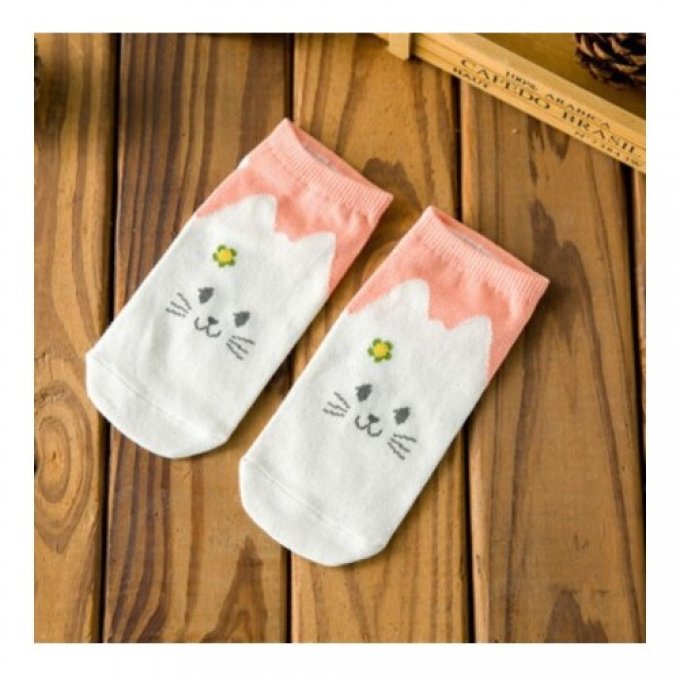 Chaussette cheville tête de chat